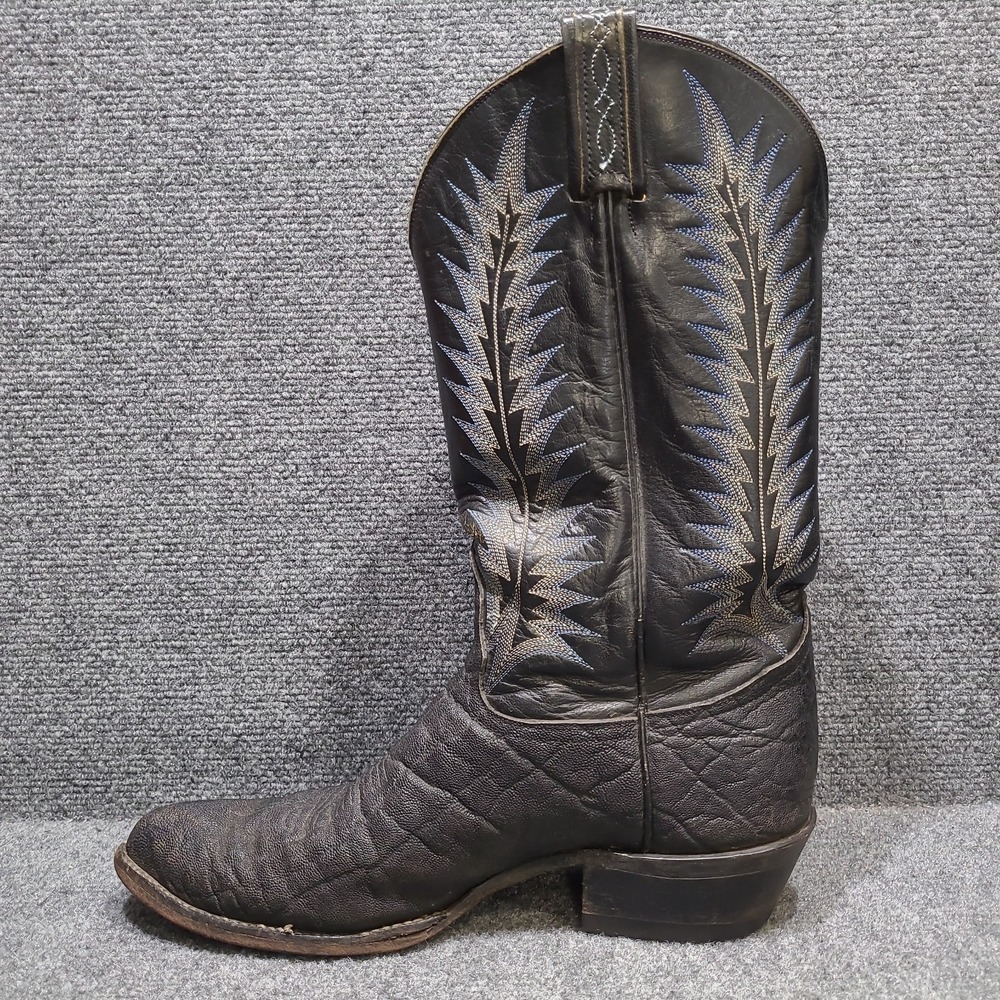 Vintage Tony Lama Cowboy Boots Gold Label Exotic Hide 8614 Black Men's11 D - Picture 7 of 15
